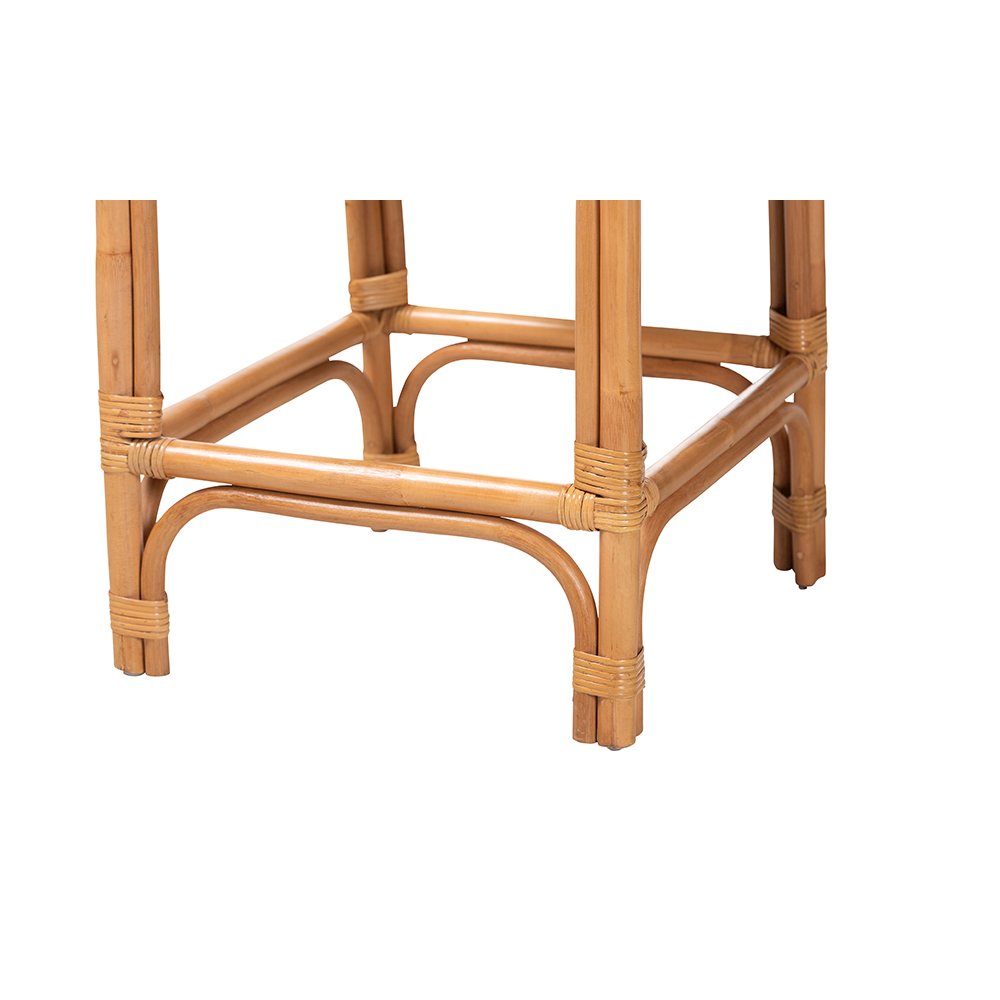 Oberon Rattan Counter Stool with Sunburst Backrest and Cushion