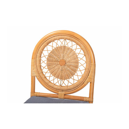 Oberon Rattan Dining Chair with Sunburst Backrest and Cushion