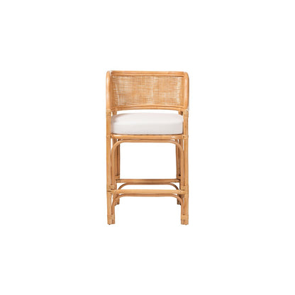 Ottis Rattan Counter Stool with Cushion and Integrated Footrest