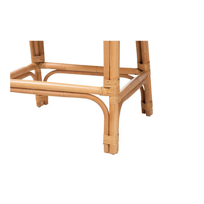 Ottis Rattan Counter Stool with Cushion and Integrated Footrest