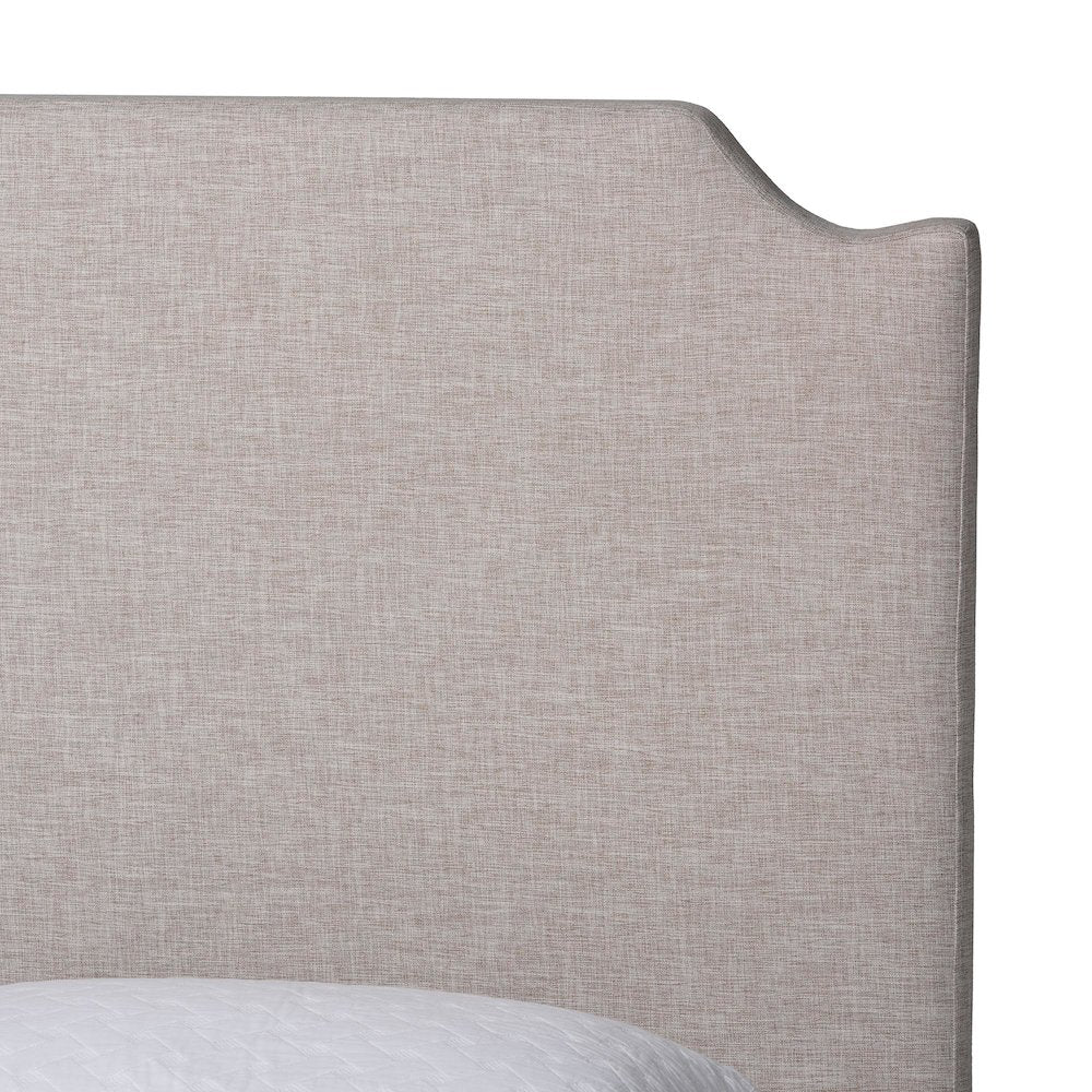 Platform Bed with Pleated Skirt, Upholstered Bed Frame, Panel Headboard, Queen