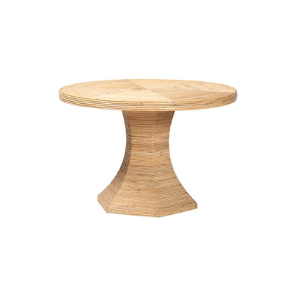 Benito Rattan Dining Table with Hourglass Pedestal Base, Handcrafted