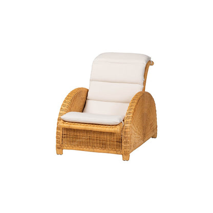 Aries Rattan Chaise Lounge Chair with Rolled Backrest and Cushion