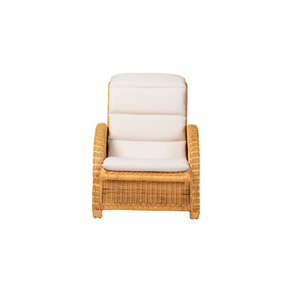 Aries Rattan Chaise Lounge Chair with Rolled Backrest and Cushion