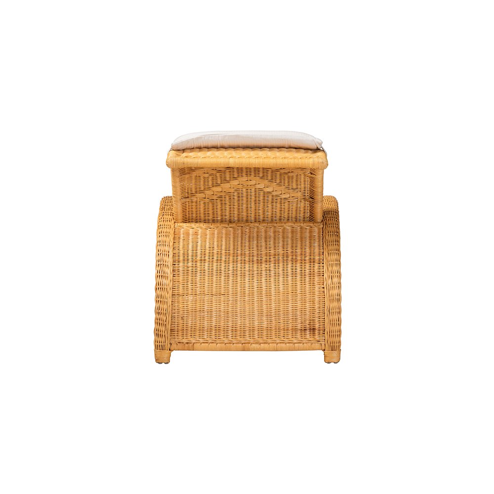 Aries Rattan Chaise Lounge Chair with Rolled Backrest and Cushion