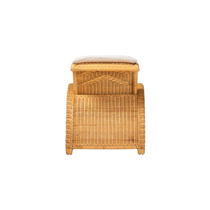 Aries Rattan Chaise Lounge Chair with Rolled Backrest and Cushion