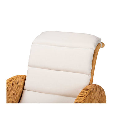 Aries Rattan Chaise Lounge Chair with Rolled Backrest and Cushion