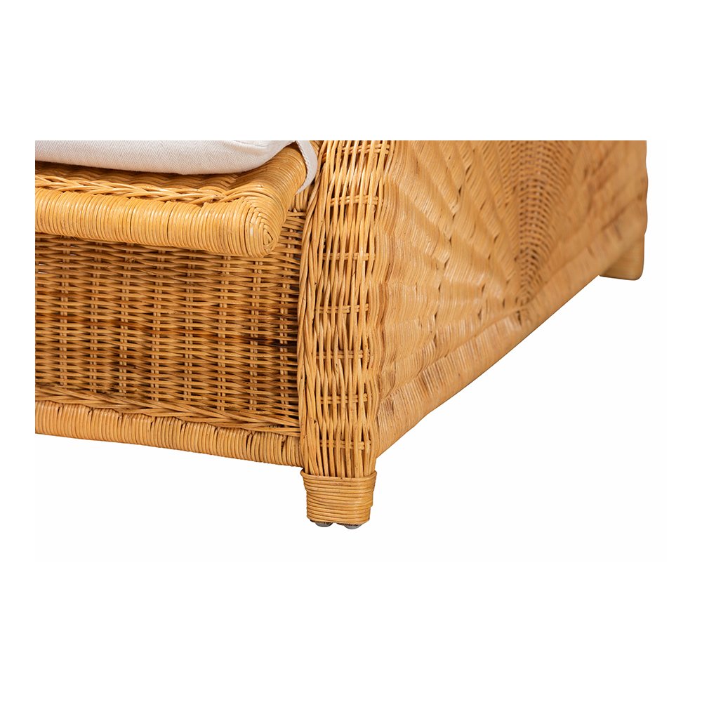 Aries Rattan Chaise Lounge Chair with Rolled Backrest and Cushion