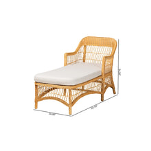 Bruno Rattan Chaise Lounge Chair with Rounded Backrest and Cushion