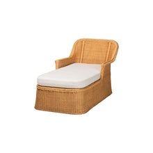 Cesar Rattan Chaise Lounge Chair with Rounded Backrest and Cushion