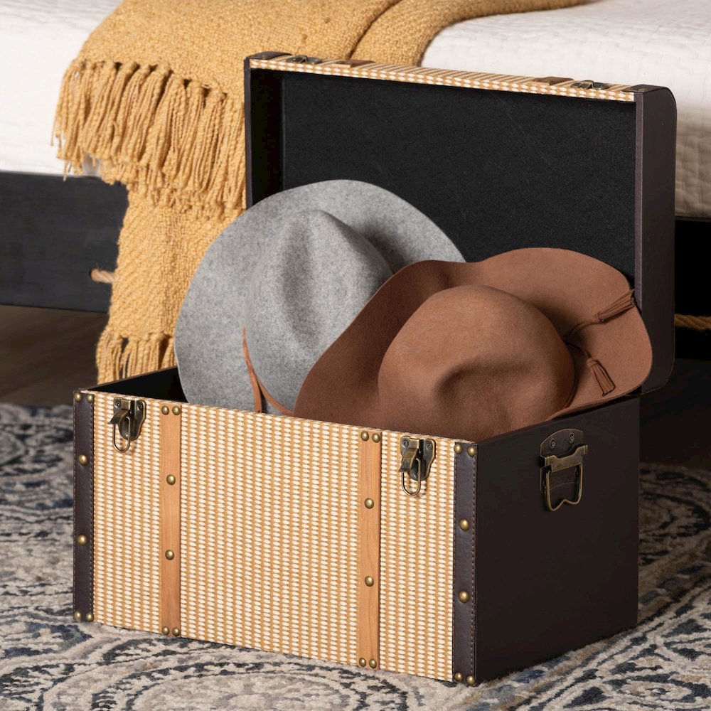 Manton Storage Trunk - Storage Chest with Hinged Top and Woven Exterior