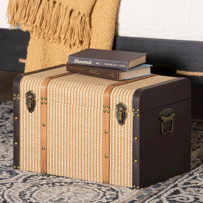 Manton Storage Trunk - Storage Chest with Hinged Top and Woven Exterior