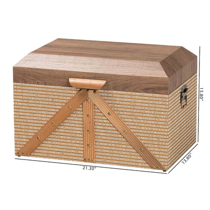 Decorative Storage Chest with Hinged Top and Woven Exterior