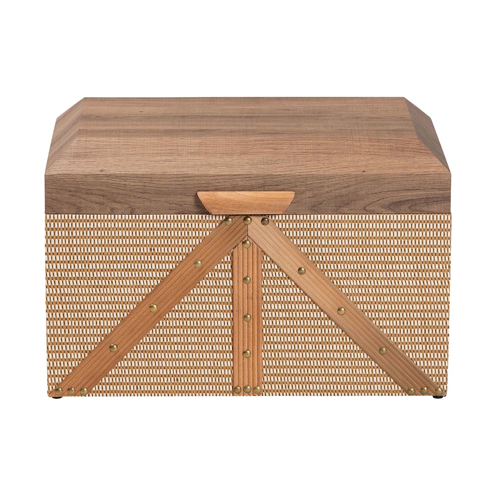 Decorative Storage Chest with Hinged Top and Woven Exterior