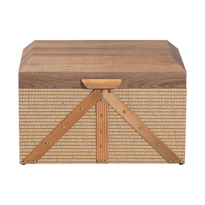 Decorative Storage Chest with Hinged Top and Woven Exterior