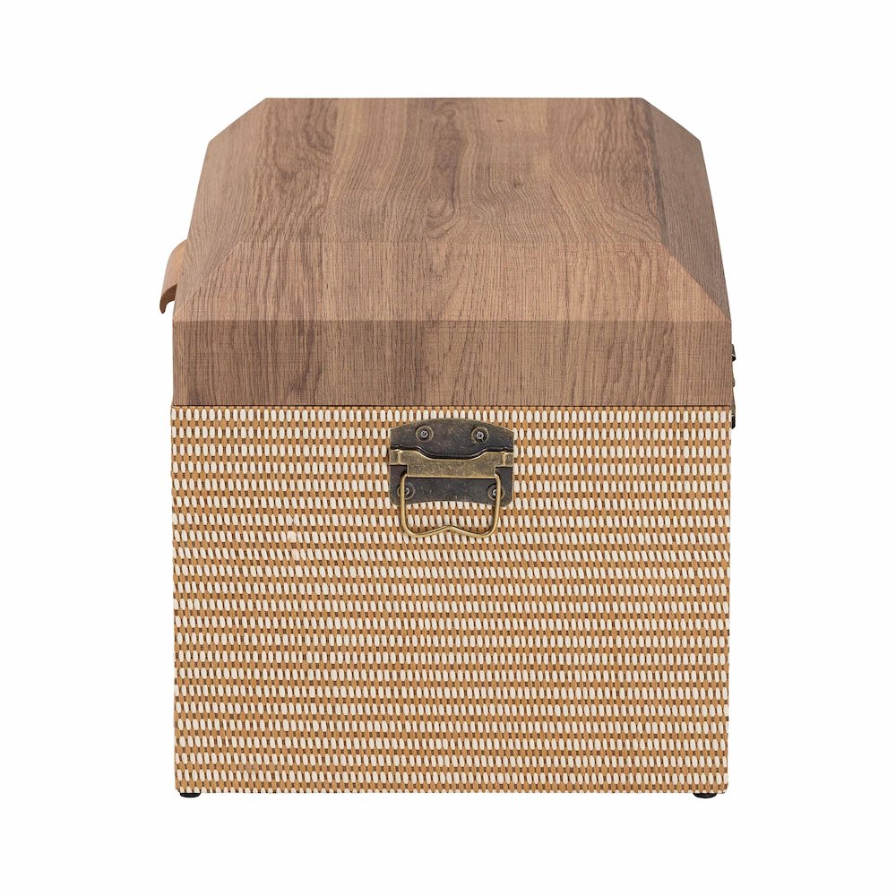 Decorative Storage Chest with Hinged Top and Woven Exterior