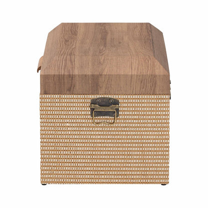 Decorative Storage Chest with Hinged Top and Woven Exterior
