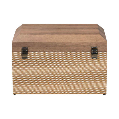 Decorative Storage Chest with Hinged Top and Woven Exterior