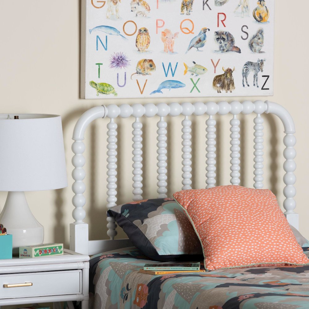 Finley Turned Bobbin Headboard - Spindle Design, Farmhouse, Twin, White