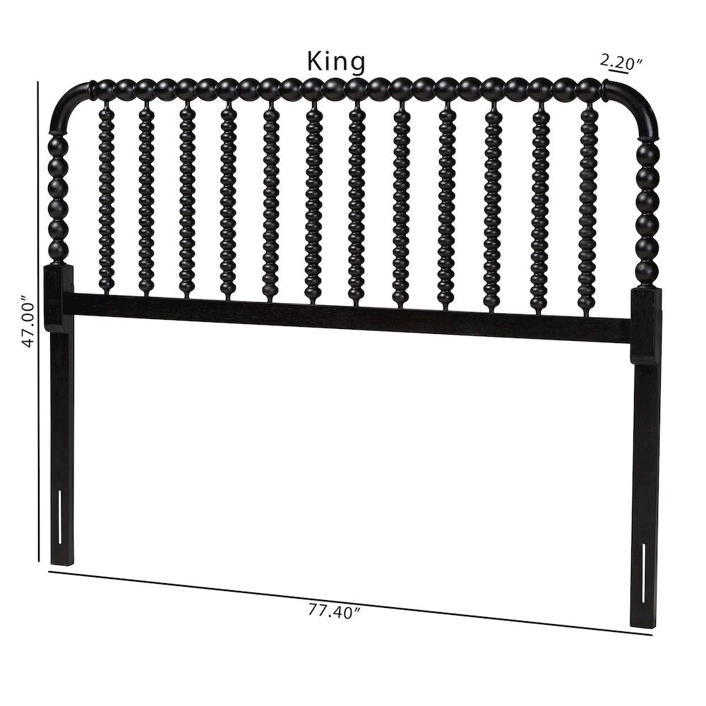 Finley Turned Bobbin Headboard - Spindle Design, Farmhouse, Full, Black