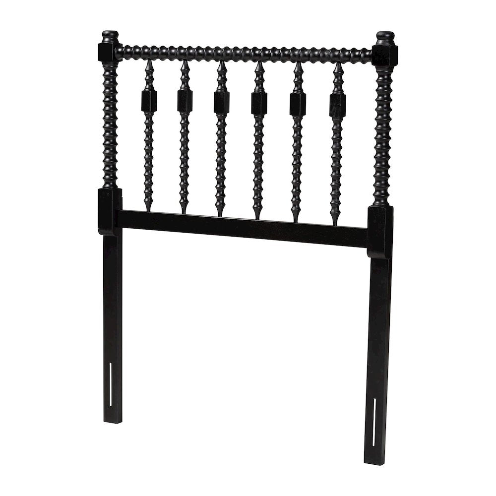 Juliette Turned Spindle Headboard - Spoke Design, Farmhouse, Twin, Black