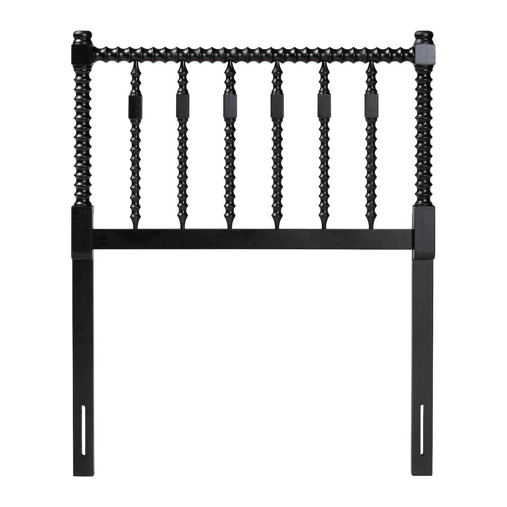 Juliette Turned Spindle Headboard - Spoke Design, Farmhouse, Twin, Black