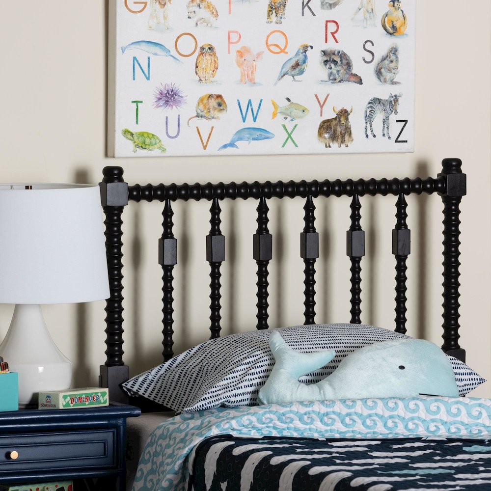 Juliette Turned Spindle Headboard - Spoke Design, Farmhouse, Twin, Black