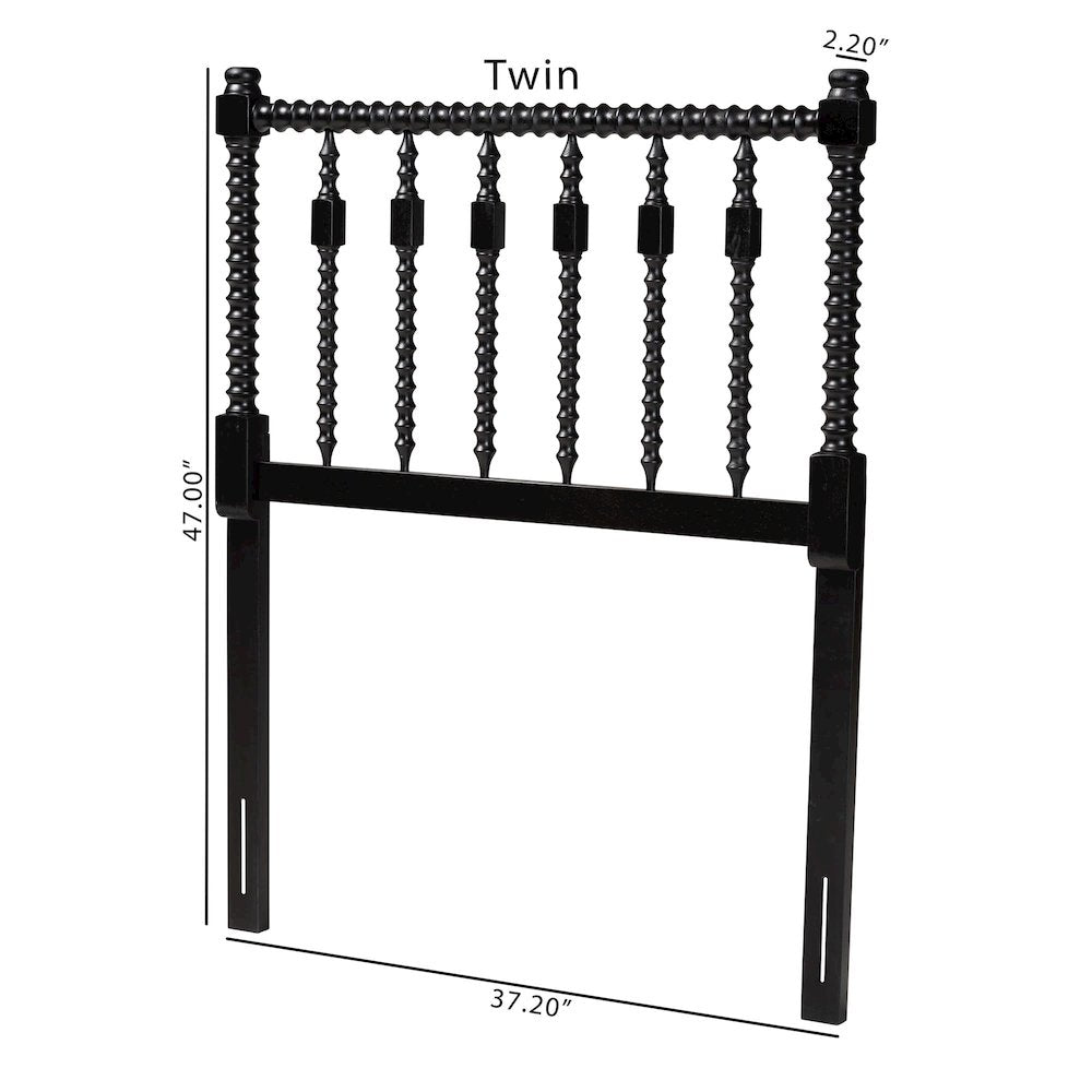 Juliette Turned Spindle Headboard - Spoke Design, Farmhouse, Twin, Black