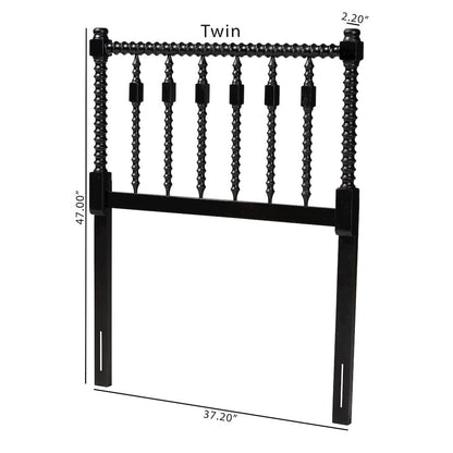 Juliette Turned Spindle Headboard - Spoke Design, Farmhouse, Twin, Black