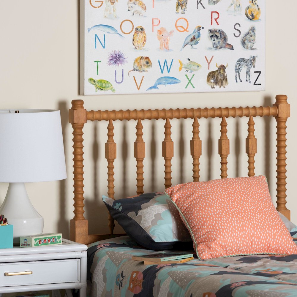 Juliette Turned Spindle Headboard - Spoke Design, Farmhouse, Twin, Oak Brown