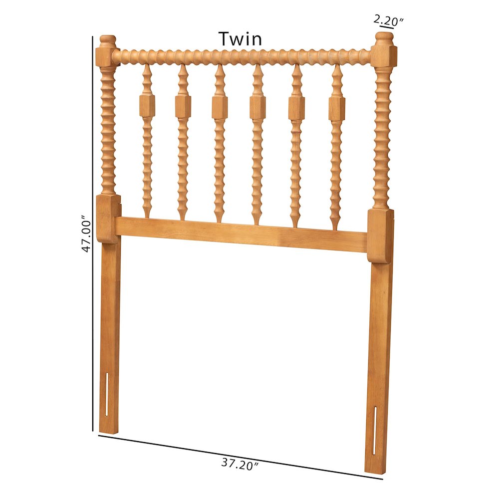 Juliette Turned Spindle Headboard - Spoke Design, Farmhouse, Twin, Oak Brown