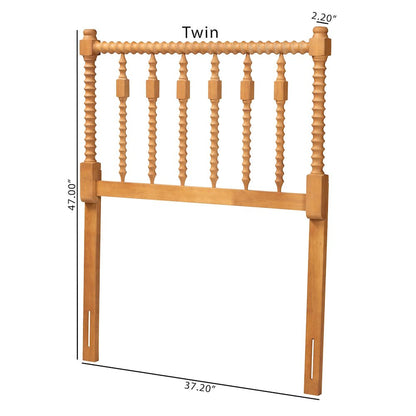 Juliette Turned Spindle Headboard - Spoke Design, Farmhouse, Twin, Oak Brown