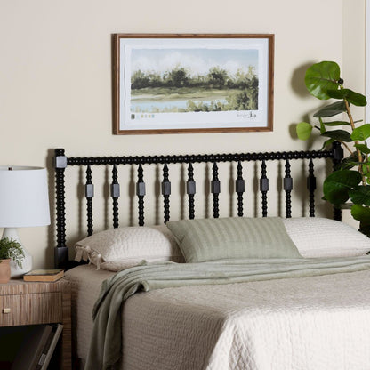 Juliette Turned Spindle Headboard - Spoke Design, Farmhouse, Full, Black