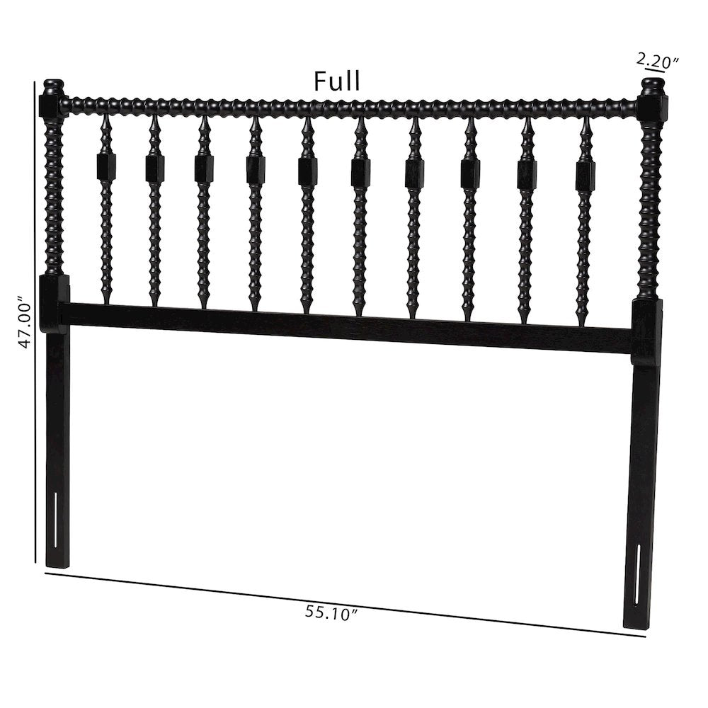 Juliette Turned Spindle Headboard - Spoke Design, Farmhouse, Full, Black