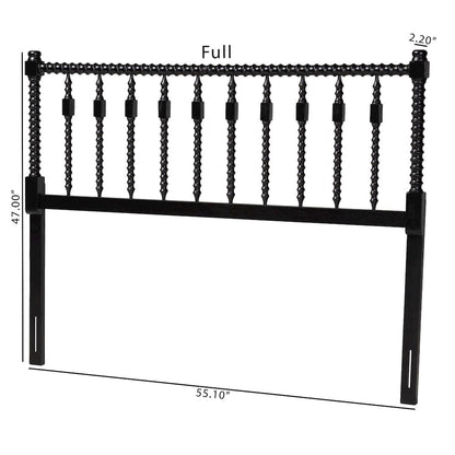 Juliette Turned Spindle Headboard - Spoke Design, Farmhouse, Full, Black