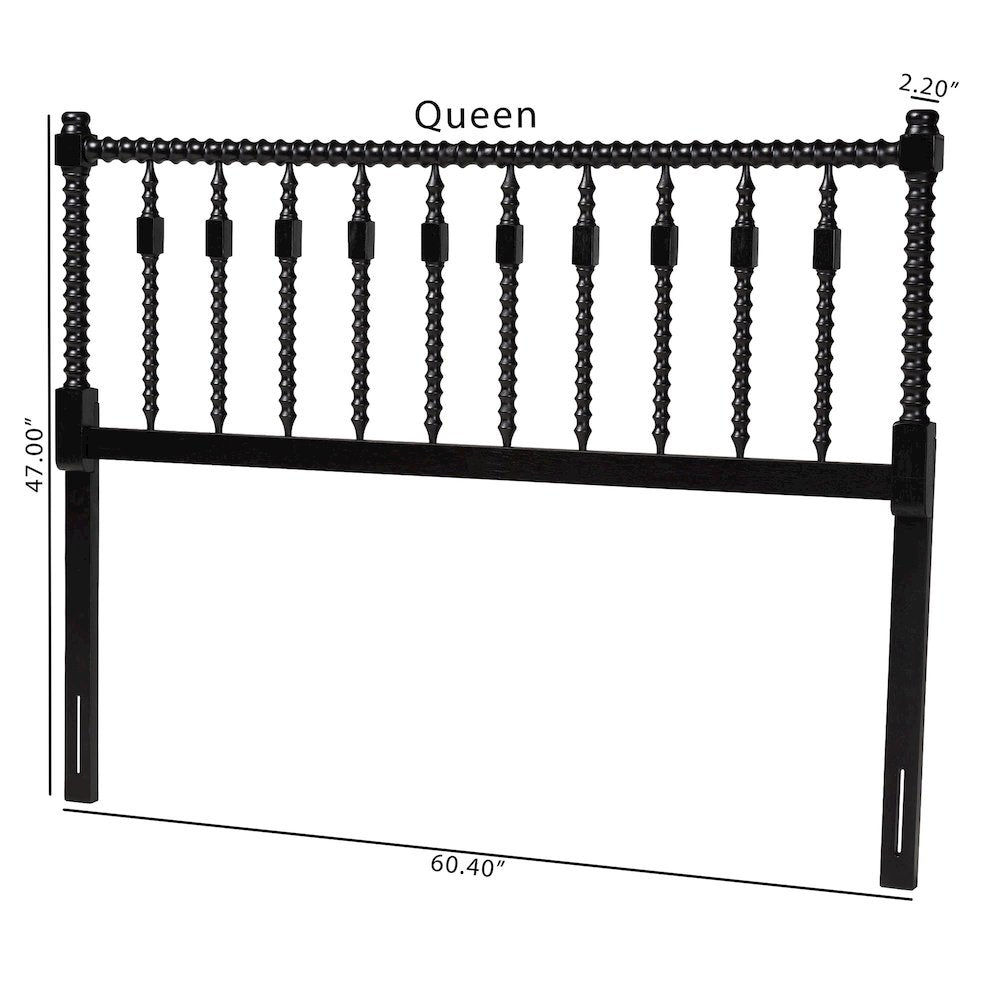 Juliette Turned Spindle Headboard - Spoke Design, Farmhouse, Full, Black