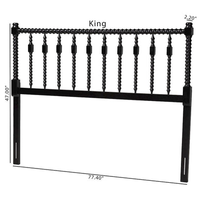 Juliette Turned Spindle Headboard - Spoke Design, Farmhouse, Full, Black