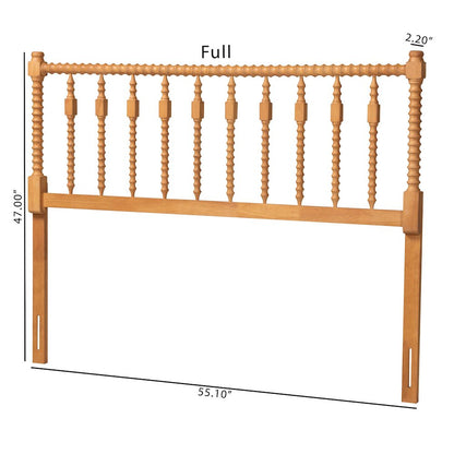 Juliette Turned Spindle Headboard - Spoke Design, Farmhouse, Full, Oak Brown