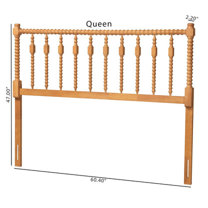 Juliette Turned Spindle Headboard - Spoke Design, Farmhouse, Full, Oak Brown