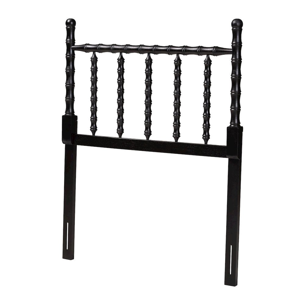 Edaline Bamboo Motif Headboard - Turned Spindle Design, Boho, Twin, Black