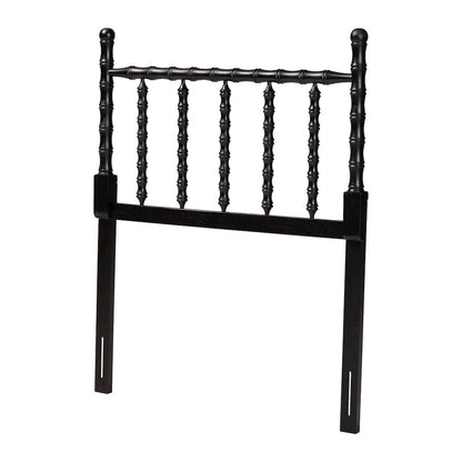 Edaline Bamboo Motif Headboard - Turned Spindle Design, Boho, Twin, Black