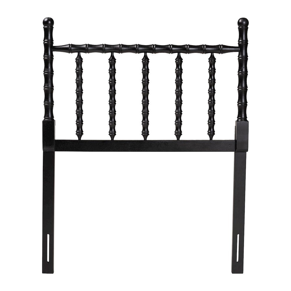 Edaline Bamboo Motif Headboard - Turned Spindle Design, Boho, Twin, Black