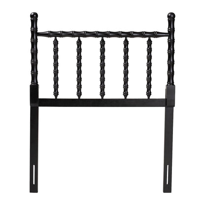 Edaline Bamboo Motif Headboard - Turned Spindle Design, Boho, Twin, Black
