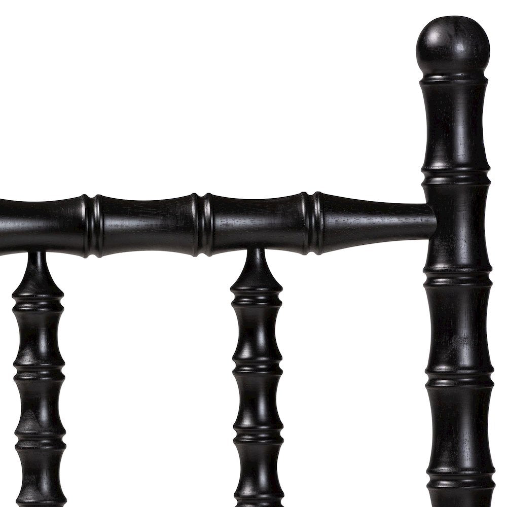 Edaline Bamboo Motif Headboard - Turned Spindle Design, Boho, Twin, Black