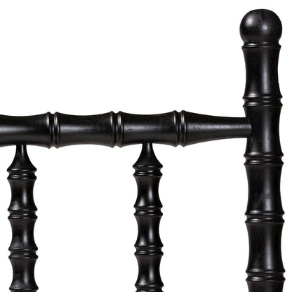Edaline Bamboo Motif Headboard - Turned Spindle Design, Boho, Twin, Black