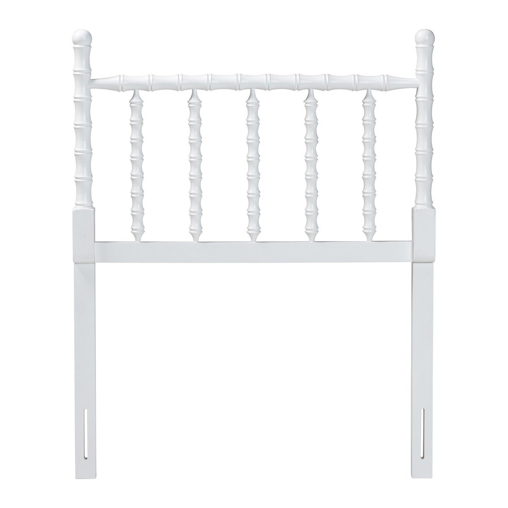 Edaline Bamboo Motif Headboard - Turned Spindle Design, Boho, Twin, White