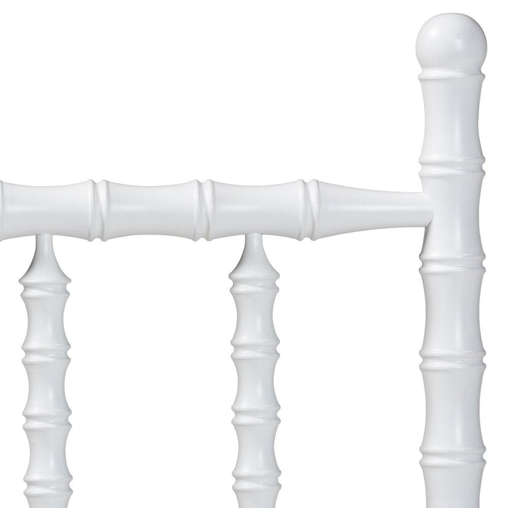 Edaline Bamboo Motif Headboard - Turned Spindle Design, Boho, Twin, White