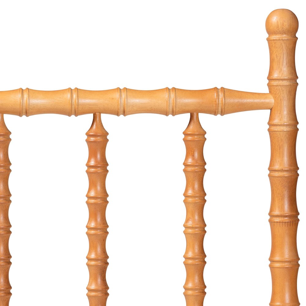 Edaline Bamboo Motif Headboard - Turned Spindle Design, Boho, Full, Oak Brown