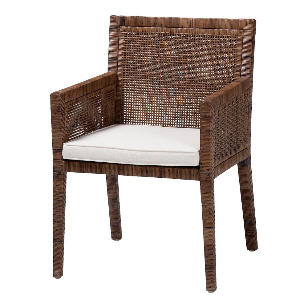 Karis Rattan Dining Chair with Cushion, Antique Coffee