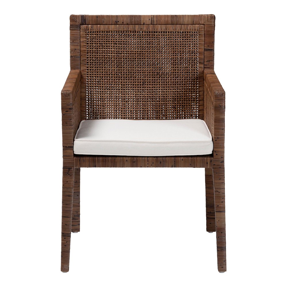 Karis Rattan Dining Chair with Cushion, Antique Coffee